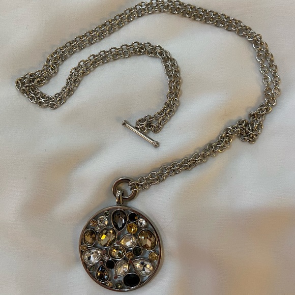 Nw/oT Chico’s Silver Long Necklace w/Faux Gemstone - Picture 5 of 6